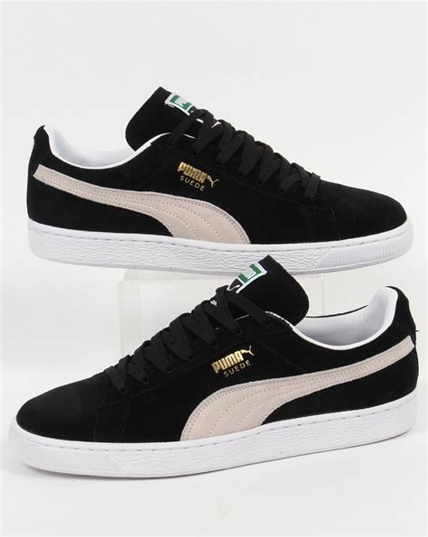 puma suede shoes black white